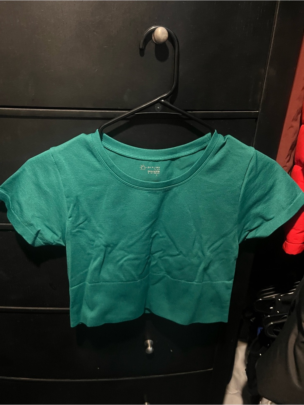 aerie Teal Cropped Crewneck Tee
